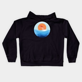 Dolphin playing in the sea Kids Hoodie